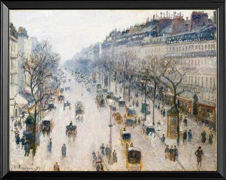 Camille Pissarro - Der Boulevard Montmartre an einem Wintermorgen 1897 | Giclée Kunstdruck gerahmt