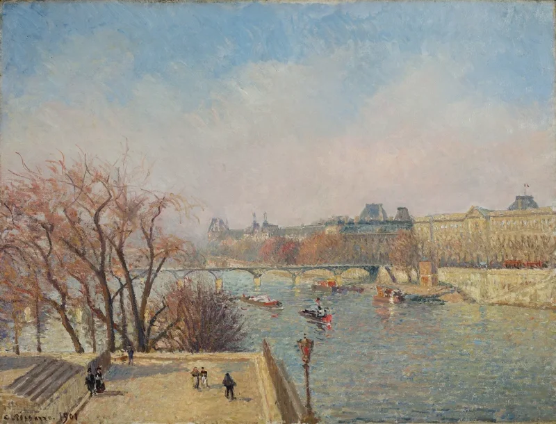 Camille Pissarro - Der Louvre, Morgen, Sonnenlicht 1901 | Giclée Kunstdruck gerahmt