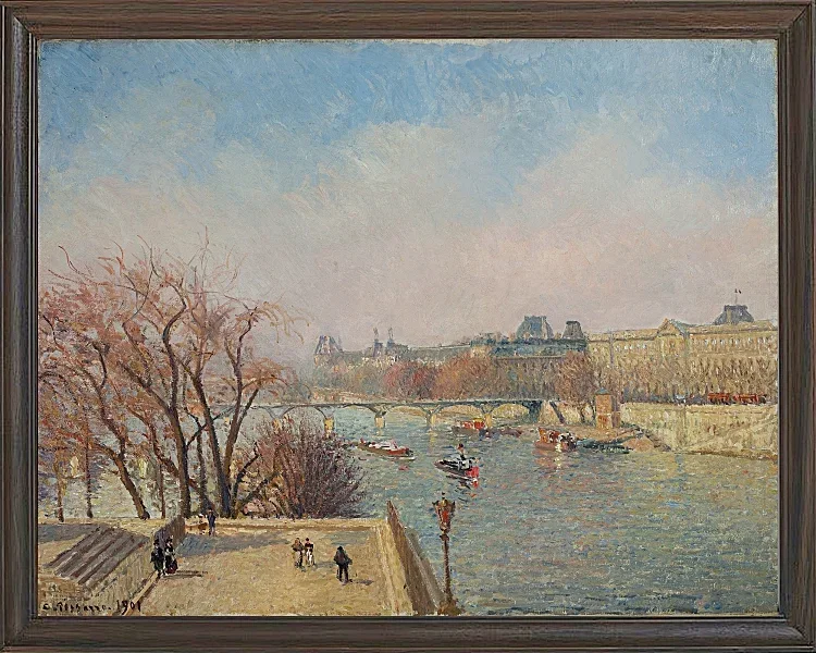 Camille Pissarro - Der Louvre, Morgen, Sonnenlicht 1901 | Giclée Kunstdruck gerahmt