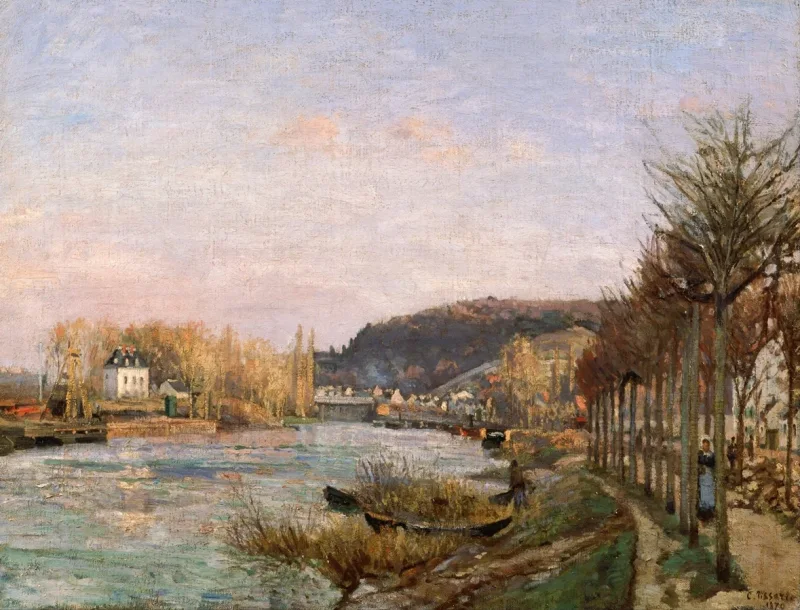 Camille Pissarro - Die Seine bei Bougival 1870 | Giclée Kunstdruck gerahmt