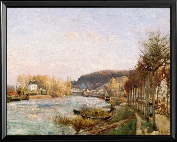 Camille Pissarro - Die Seine bei Bougival 1870 | Giclée Kunstdruck gerahmt