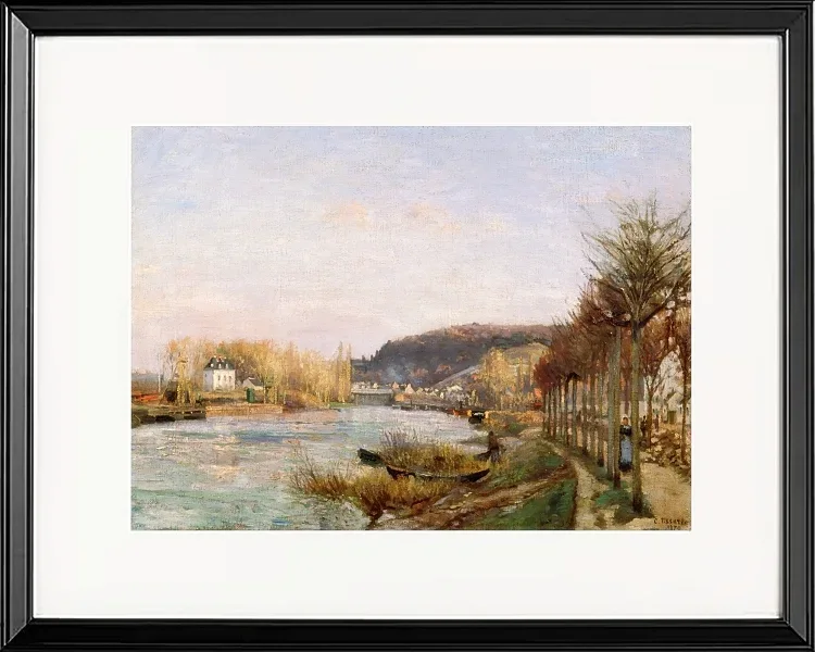 Camille Pissarro - Die Seine bei Bougival 1870 | Giclée Kunstdruck gerahmt