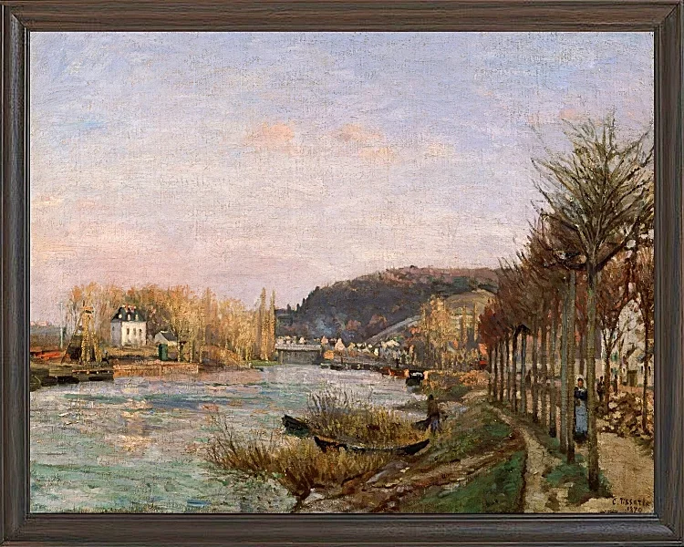 Camille Pissarro - Die Seine bei Bougival 1870 | Giclée Kunstdruck gerahmt