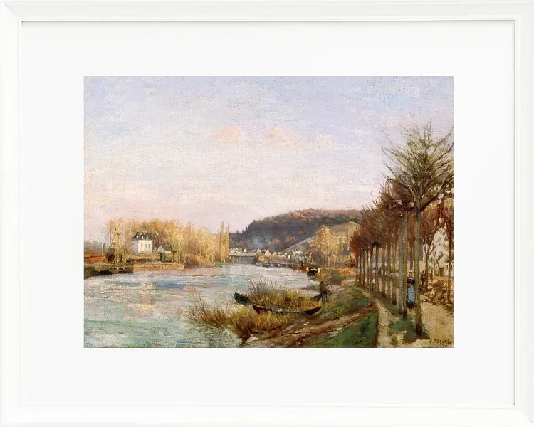 Camille Pissarro - Die Seine bei Bougival 1870 | Giclée Kunstdruck gerahmt