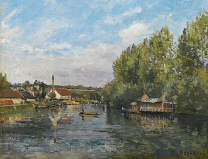 Camille Pissarro - Die Seine bei Port-Marly 1872 | Giclée Kunstdruck gerahmt