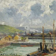 Camille Pissarro - Fiskehavn og Duquesne-bassinet, Dieppe, lyst gråt vejr 1902 | Indrammet giclée-kunsttryk