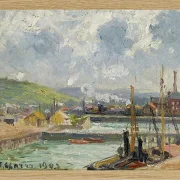 Camille Pissarro - Fiskehavn og Duquesne-bassinet, Dieppe, lyst gråt vejr 1902 | Indrammet giclée-kunsttryk