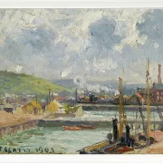 Camille Pissarro - Fiskehavn og Duquesne-bassinet, Dieppe, lyst gråt vejr 1902 | Indrammet giclée-kunsttryk
