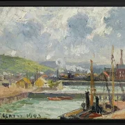 Camille Pissarro - Fiskehavn og Duquesne-bassinet, Dieppe, lyst gråt vejr 1902 | Indrammet giclée-kunsttryk