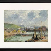 Camille Pissarro - Fiskehavn og Duquesne-bassinet, Dieppe, lyst gråt vejr 1902 | Indrammet giclée-kunsttryk