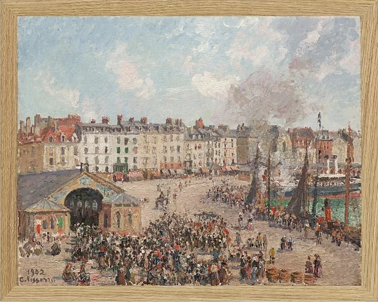 Camille Pissarro - Fiskemarked 1902 | Indrammet giclée-kunsttryk