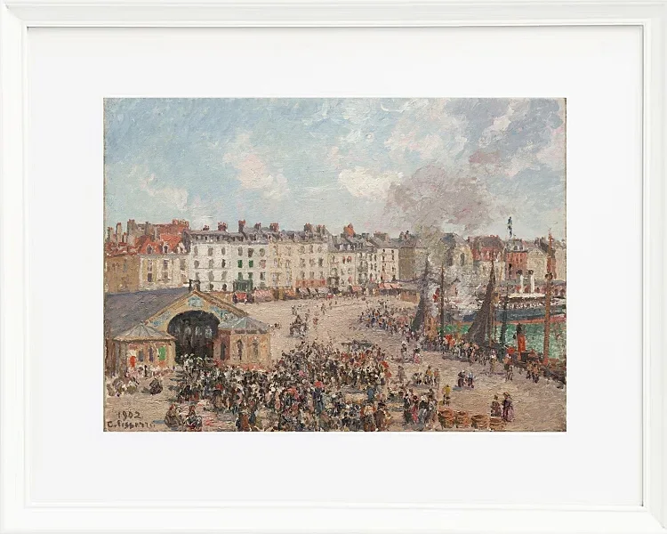 Camille Pissarro - Fiskemarked 1902 | Indrammet giclée-kunsttryk