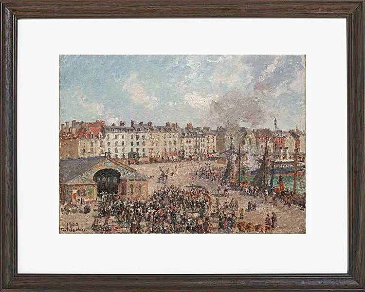Camille Pissarro - Fiskemarked 1902 | Indrammet giclée-kunsttryk