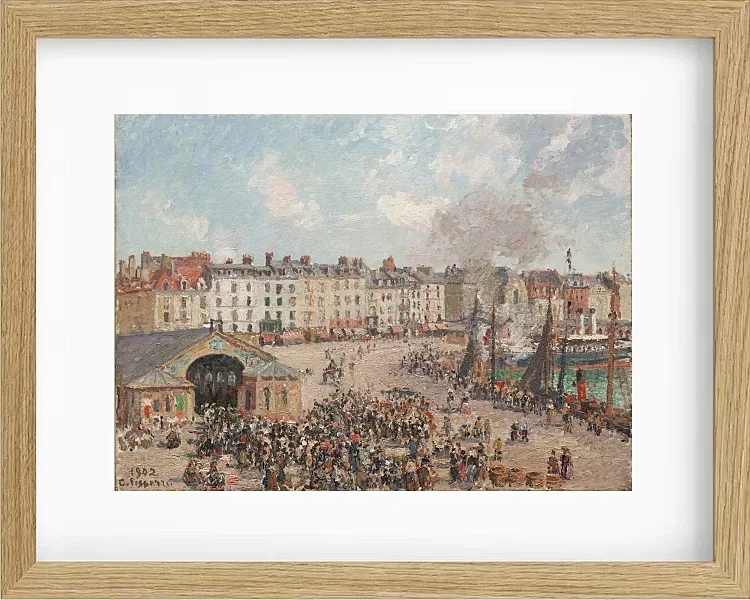 Camille Pissarro - Fiskemarked 1902 | Indrammet giclée-kunsttryk