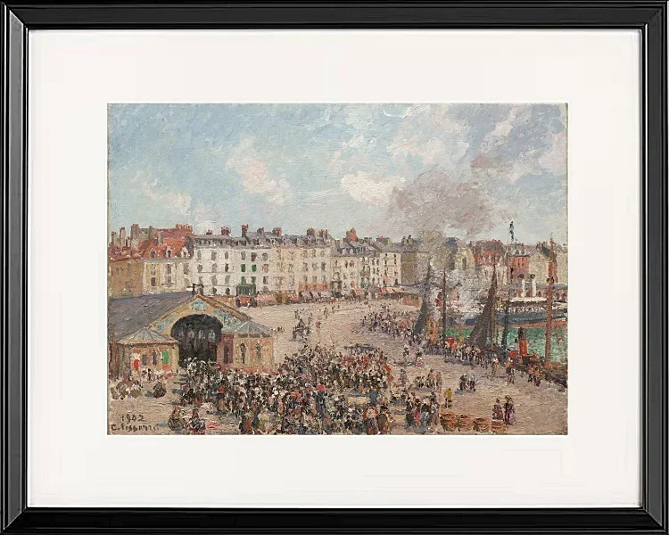 Camille Pissarro - Fiskemarked 1902 | Indrammet giclée-kunsttryk