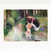 Camille Pissarro - Frau wäscht ihre Füße in einem Bach 1894 | Giclée Kunstdruck gerahmt