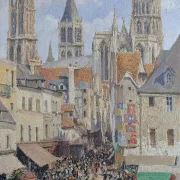 Camille Pissarro - Fußgängerzone, Rouen 1898 | Giclée Kunstdruck gerahmt