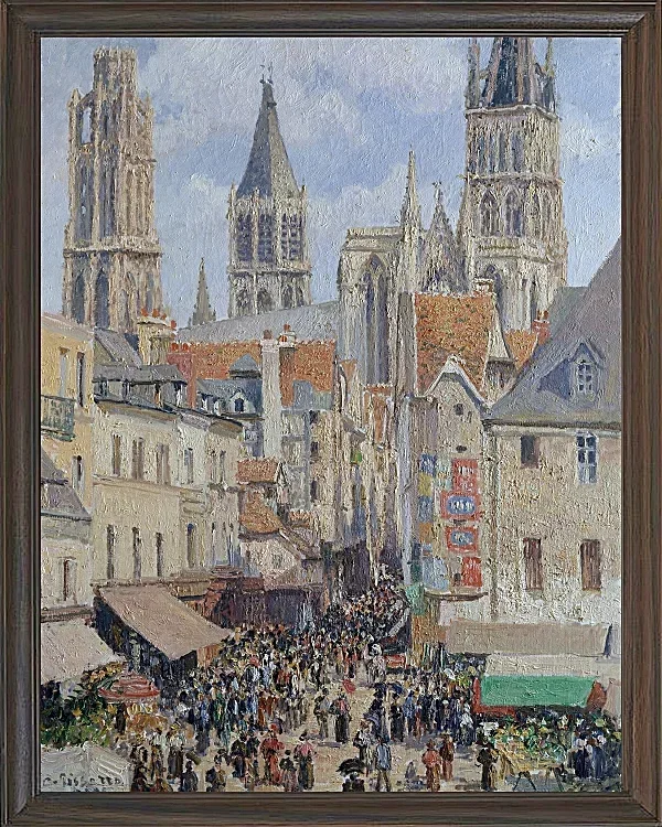 Camille Pissarro - Fußgängerzone, Rouen 1898 | Giclée Kunstdruck gerahmt