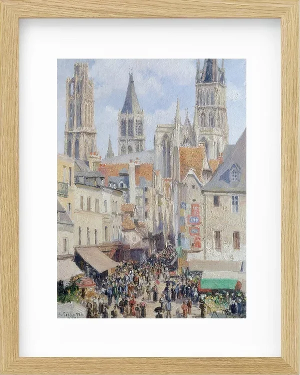 Camille Pissarro - Fußgängerzone, Rouen 1898 | Giclée Kunstdruck gerahmt