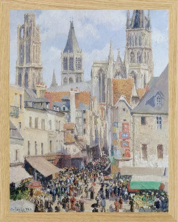 Camille Pissarro - Fußgängerzone, Rouen 1898 | Giclée Kunstdruck gerahmt