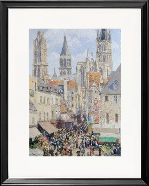 Camille Pissarro - Fußgängerzone, Rouen 1898 | Giclée Kunstdruck gerahmt