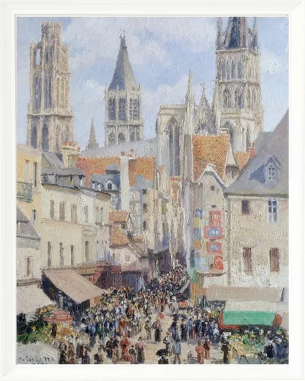 Camille Pissarro - Fußgängerzone, Rouen 1898 | Giclée Kunstdruck gerahmt