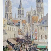 Camille Pissarro - Fußgängerzone, Rouen 1898 | Giclée Kunstdruck gerahmt