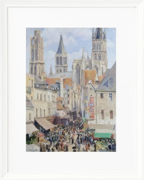 Camille Pissarro - Fußgängerzone, Rouen 1898 | Giclée Kunstdruck gerahmt