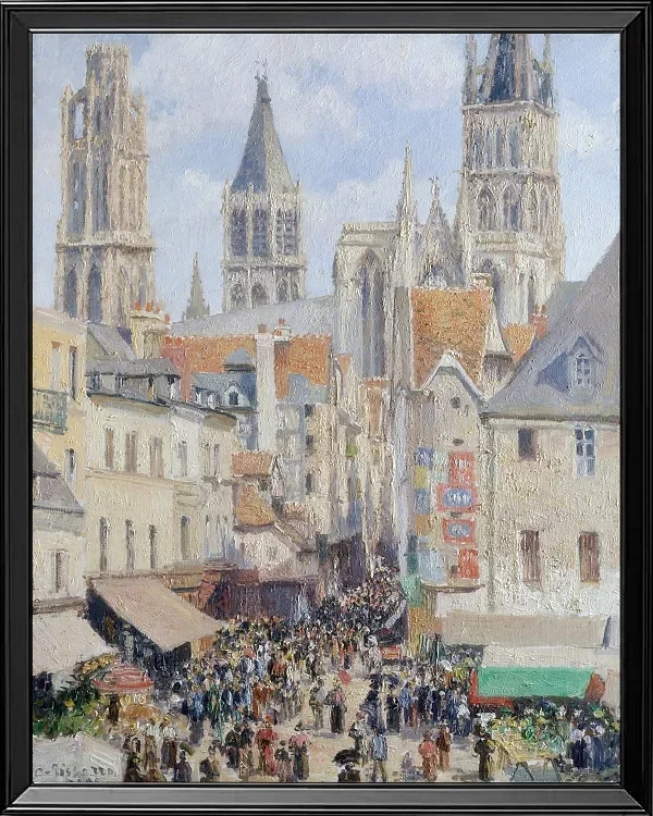 Camille Pissarro - Fußgängerzone, Rouen 1898 | Giclée Kunstdruck gerahmt