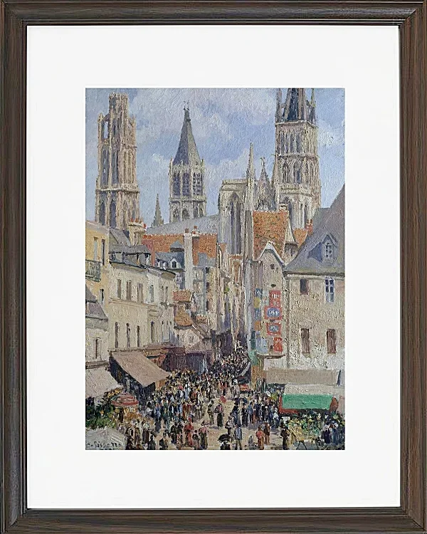 Camille Pissarro - Fußgängerzone, Rouen 1898 | Giclée Kunstdruck gerahmt