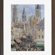 Camille Pissarro - Fußgängerzone, Rouen 1898 | Giclée Kunstdruck gerahmt