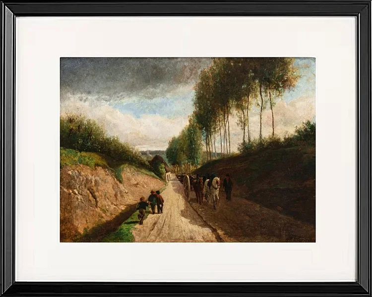 Camille Pissarro - Hohlweg, Umgebung von Chailly 1860 | Giclée Kunstdruck gerahmt