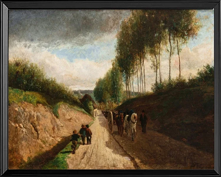 Camille Pissarro - Hohlweg, Umgebung von Chailly 1860 | Giclée Kunstdruck gerahmt