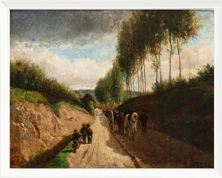 Camille Pissarro - Hohlweg, Umgebung von Chailly 1860 | Giclée Kunstdruck gerahmt