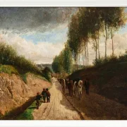Camille Pissarro - Hohlweg, Umgebung von Chailly 1860 | Giclée Kunstdruck gerahmt