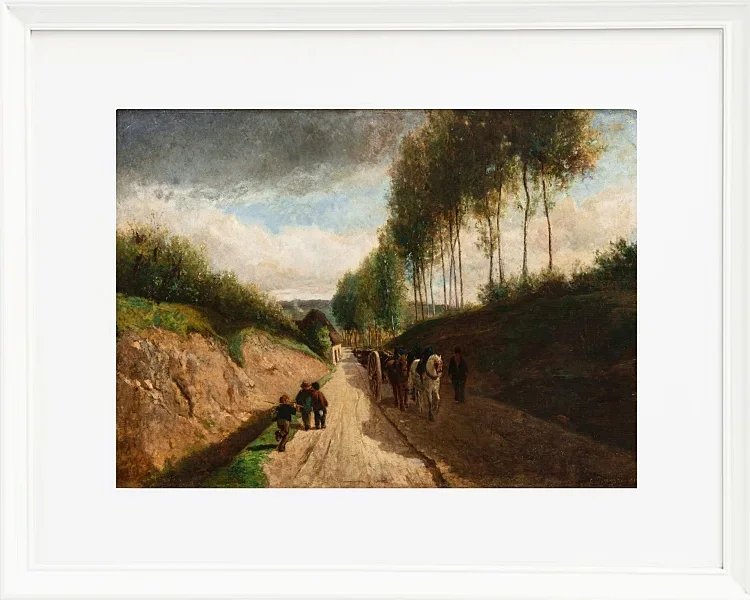 Camille Pissarro - Hohlweg, Umgebung von Chailly 1860 | Giclée Kunstdruck gerahmt