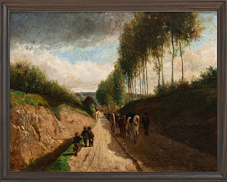 Camille Pissarro - Hohlweg, Umgebung von Chailly 1860 | Giclée Kunstdruck gerahmt