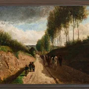 Camille Pissarro - Hohlweg, Umgebung von Chailly 1860 | Giclée Kunstdruck gerahmt