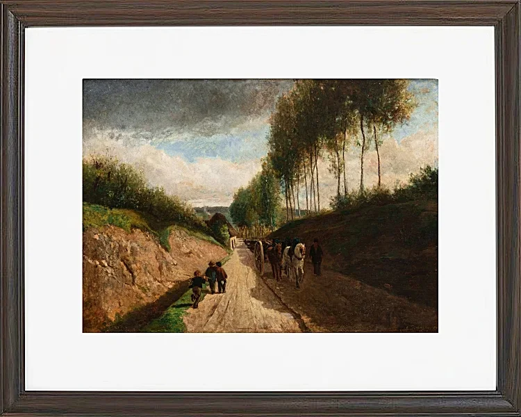 Camille Pissarro - Hohlweg, Umgebung von Chailly 1860 | Giclée Kunstdruck gerahmt