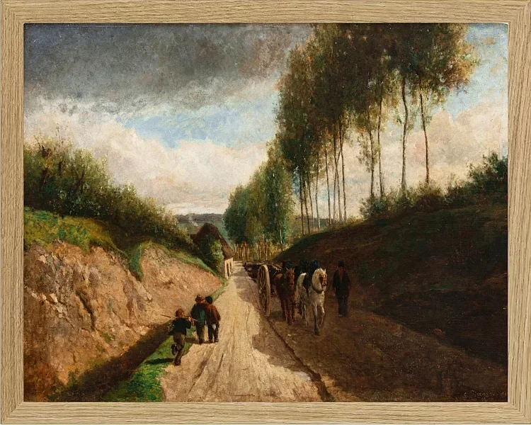 Camille Pissarro - Hohlweg, Umgebung von Chailly 1860 | Giclée Kunstdruck gerahmt
