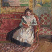 Camille Pissarro - Jeanne Pissarro, bekannt als Cocotte, lesend 1899 | Giclée Kunstdruck gerahmt