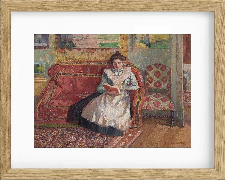 Camille Pissarro - Jeanne Pissarro, bekannt als Cocotte, lesend 1899 | Giclée Kunstdruck gerahmt