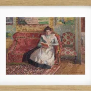 Camille Pissarro - Jeanne Pissarro, bekannt als Cocotte, lesend 1899 | Giclée Kunstdruck gerahmt
