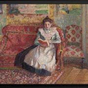 Camille Pissarro - Jeanne Pissarro, bekannt als Cocotte, lesend 1899 | Giclée Kunstdruck gerahmt