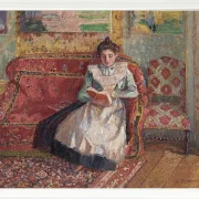 Camille Pissarro - Jeanne Pissarro, bekannt als Cocotte, lesend 1899 | Giclée Kunstdruck gerahmt