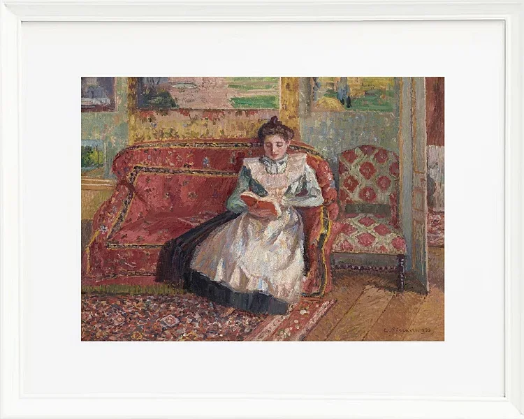 Camille Pissarro - Jeanne Pissarro, bekannt als Cocotte, lesend 1899 | Giclée Kunstdruck gerahmt