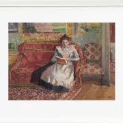 Camille Pissarro - Jeanne Pissarro, bekannt als Cocotte, lesend 1899 | Giclée Kunstdruck gerahmt