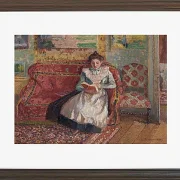 Camille Pissarro - Jeanne Pissarro, bekannt als Cocotte, lesend 1899 | Giclée Kunstdruck gerahmt
