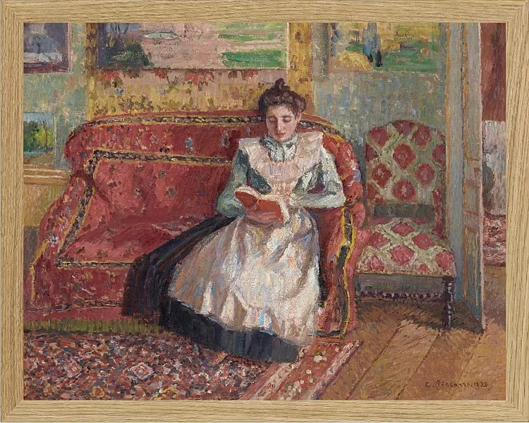 Camille Pissarro - Jeanne Pissarro, bekannt als Cocotte, lesend 1899 | Giclée Kunstdruck gerahmt