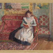Camille Pissarro - Jeanne Pissarro, bekannt als Cocotte, lesend 1899 | Giclée Kunstdruck gerahmt